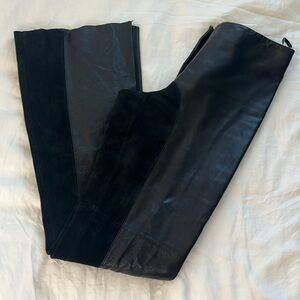 Vintage Bebe 100% Leather Size 4 black Pants bell bottoms RARE Mint Condition